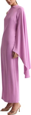 MANGO One-Shoulder Cape Maxi Dress