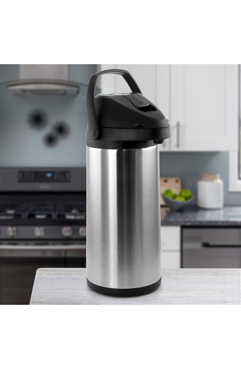 Megachef 5L Stainless Steel Airpot Hot Water Dispenser for Coffee and Tea, Alternate, color, Silver