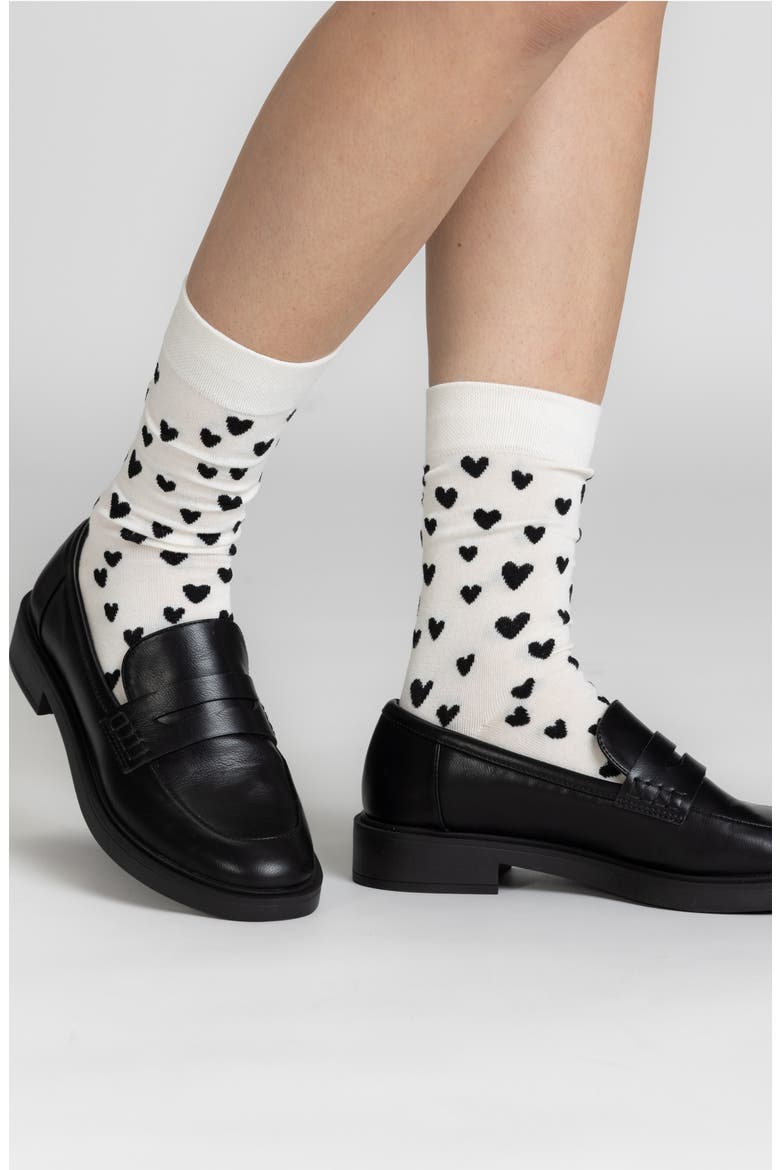 Hearts Ministripe 2-Pack Crew Socks, Alternate, color, WHITE BLACK