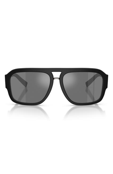58mm Mirrored Pilot Sunglasses