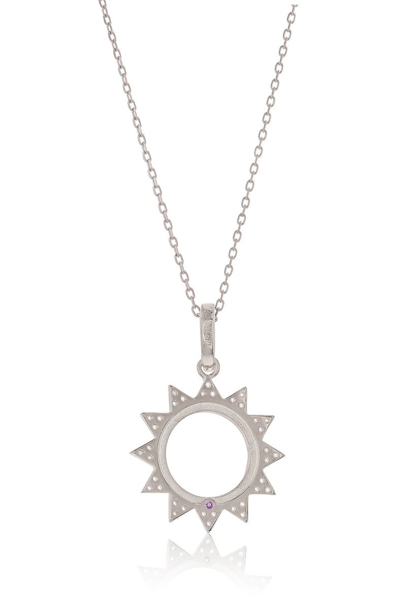 Cubic Zirconia Sunburst Pendant Necklace, Alternate, color, WHITE