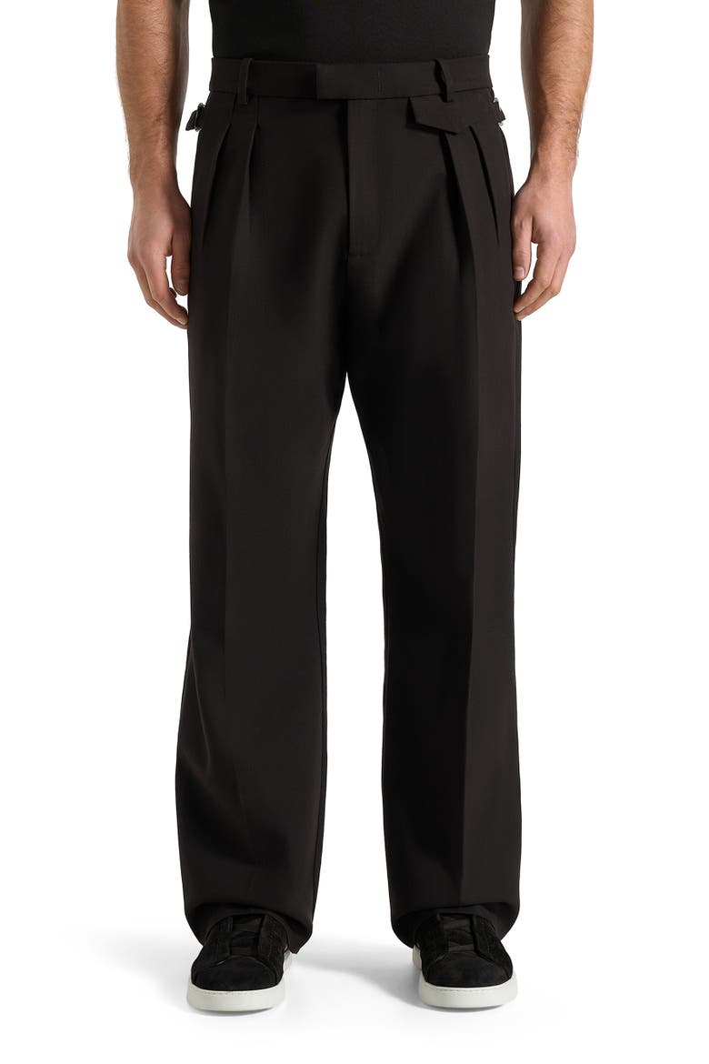 Pierre Relaxed Fit Pleated Tailored Trousers, Main, color, Black