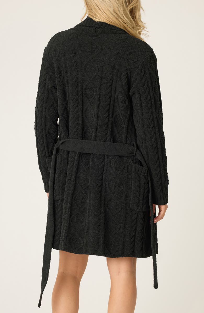PJ Salvage Cozy Chenille Cable Knit Robe, Alternate, color, Black