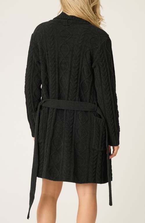 Pj Salvage Cozy Chenille Cable Knit Robe In Black