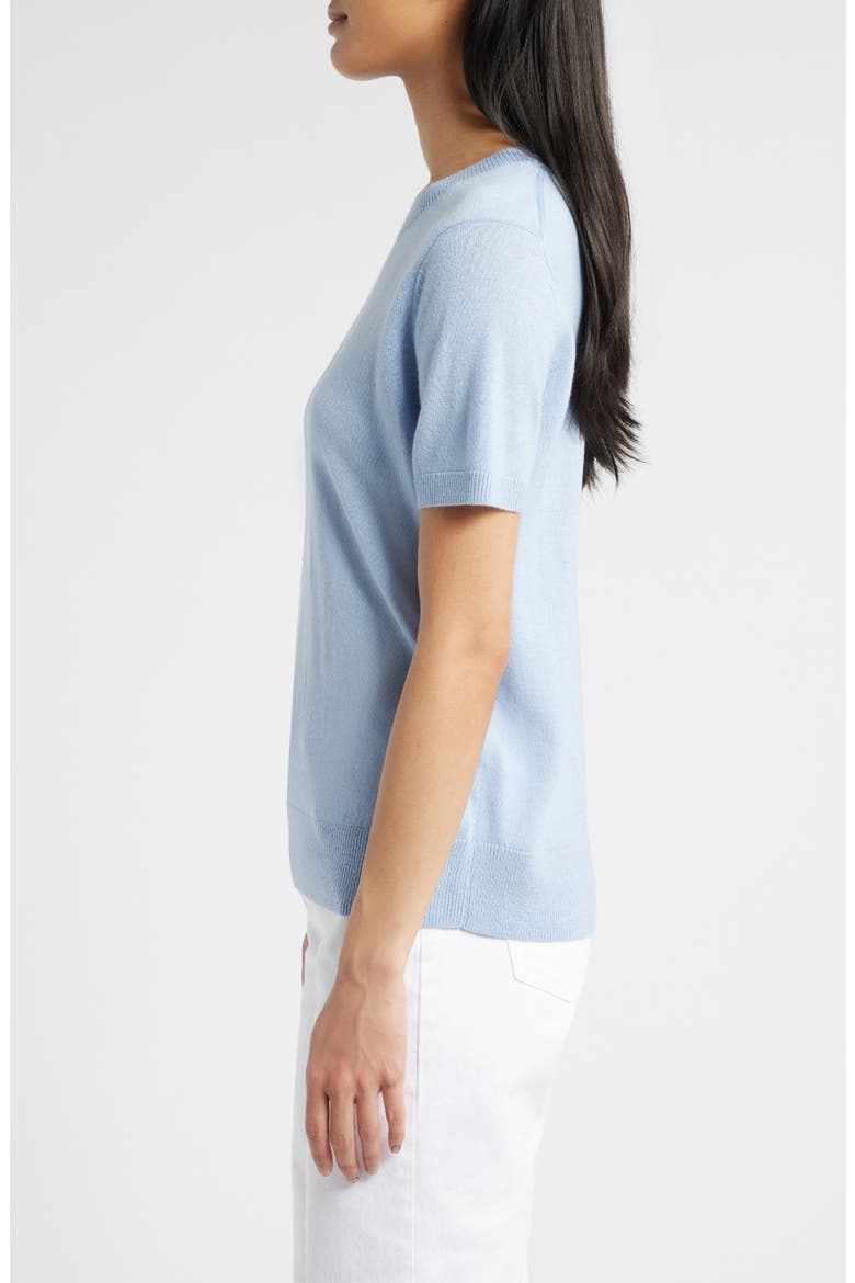 Short Sleeve Merino Wool Blend Crewneck Sweater, Alternate, color, BLUE WINDSURFER