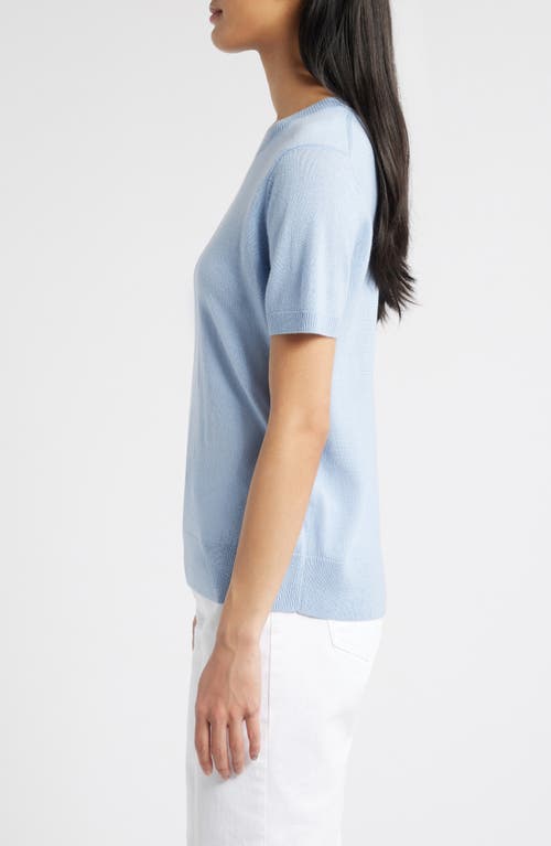 Caslonr Caslon(r) Short Sleeve Merino Wool Blend Crewneck Sweater In Blue Windsurfer