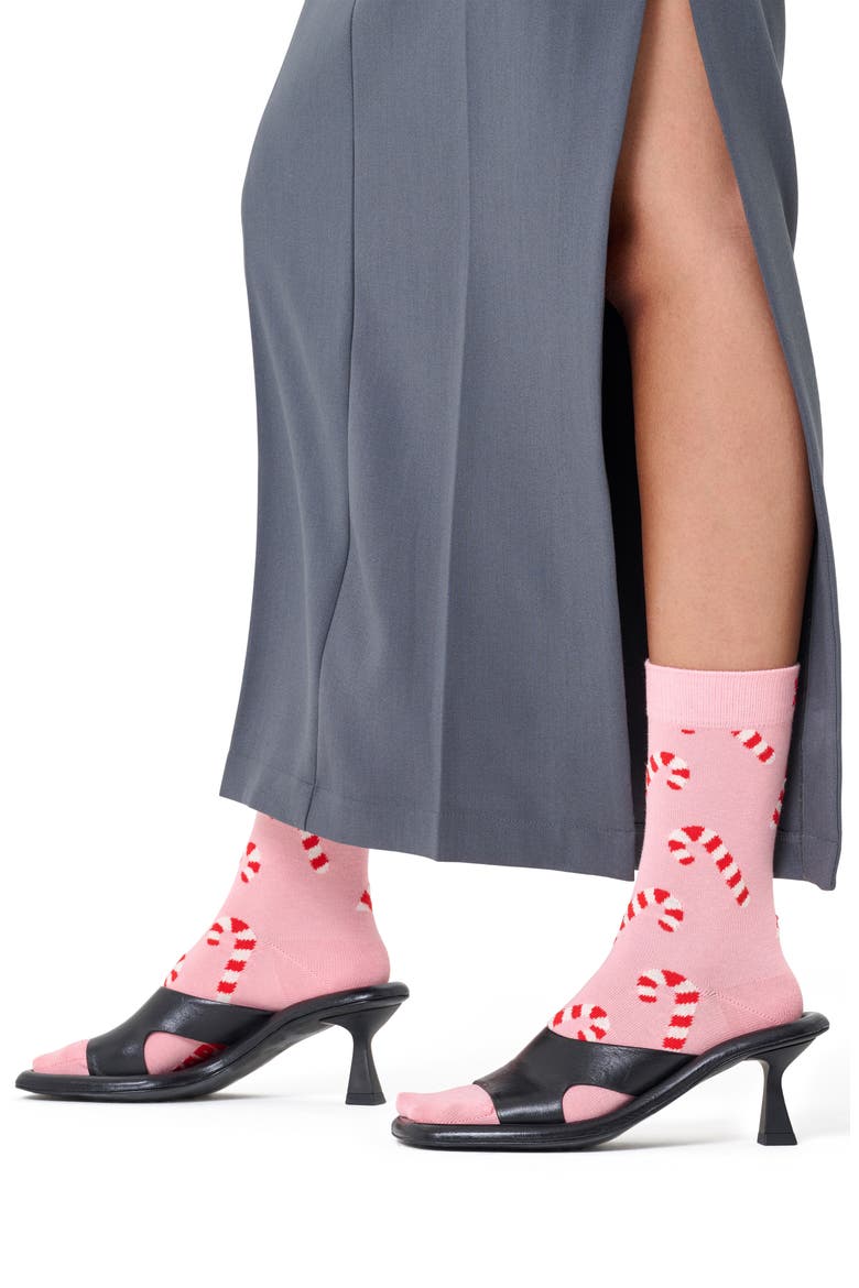 Candy Cane Socks, Main, color, LIGHT PINK