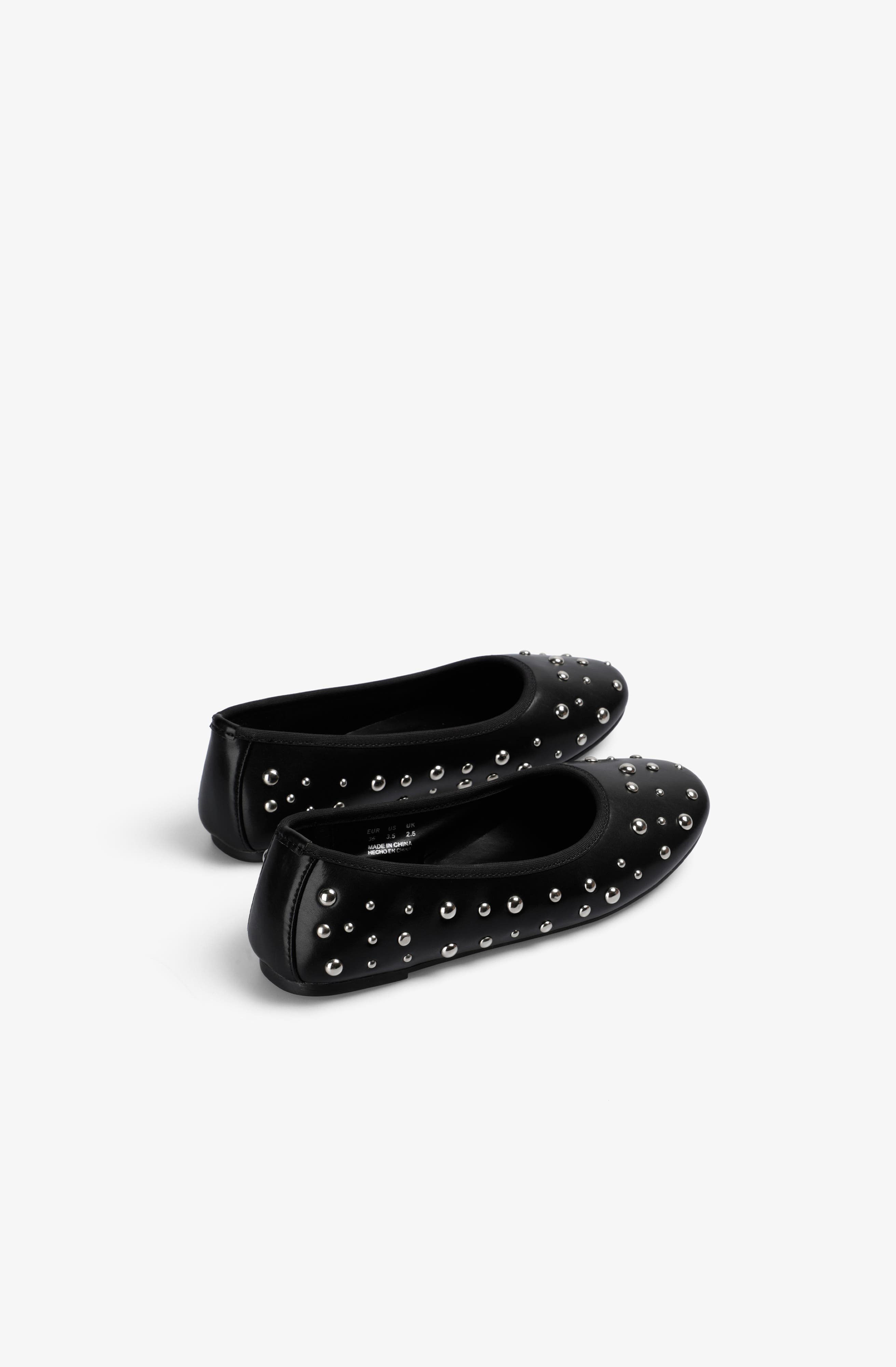 Scalpers Studs Ballet Shoes Girls, Alternate, color, Black