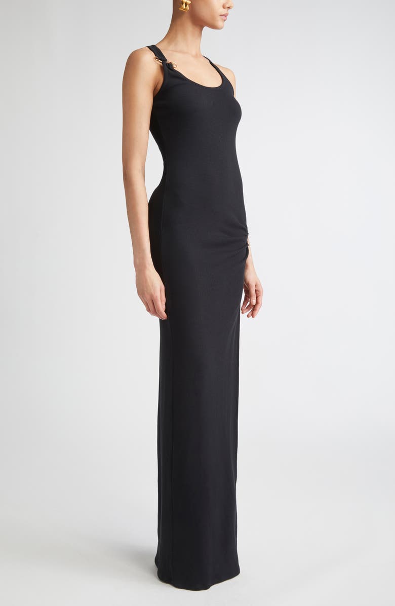 Versace Safety Pin Stretch Cotton Rib Gown, Alternate, color,