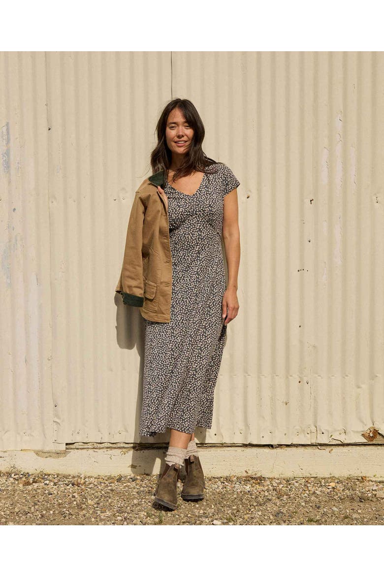 Rose Midi Short Sleeve Dress, Alternate, color, Salt Ditsy Print