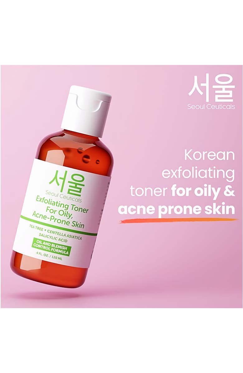 Seoul Ceuticals Korean Skincare Exfoliating Toner for Oily, Acne-Prone Skin, Alternate, color, Clear