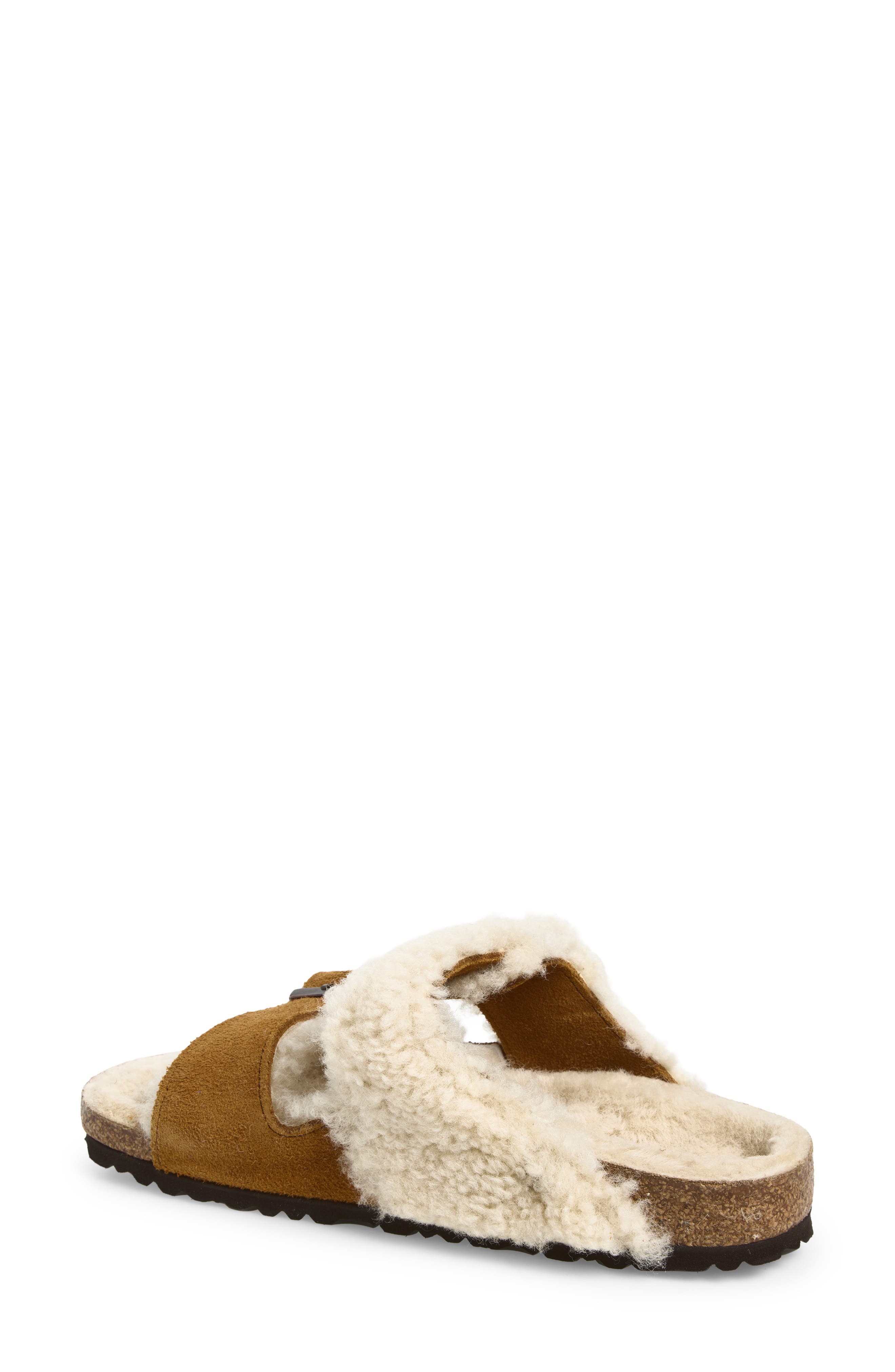 Arizona Genuine Teddy Shearling Lined Slide Sandal, Alternate, color, MINK/ NATURAL