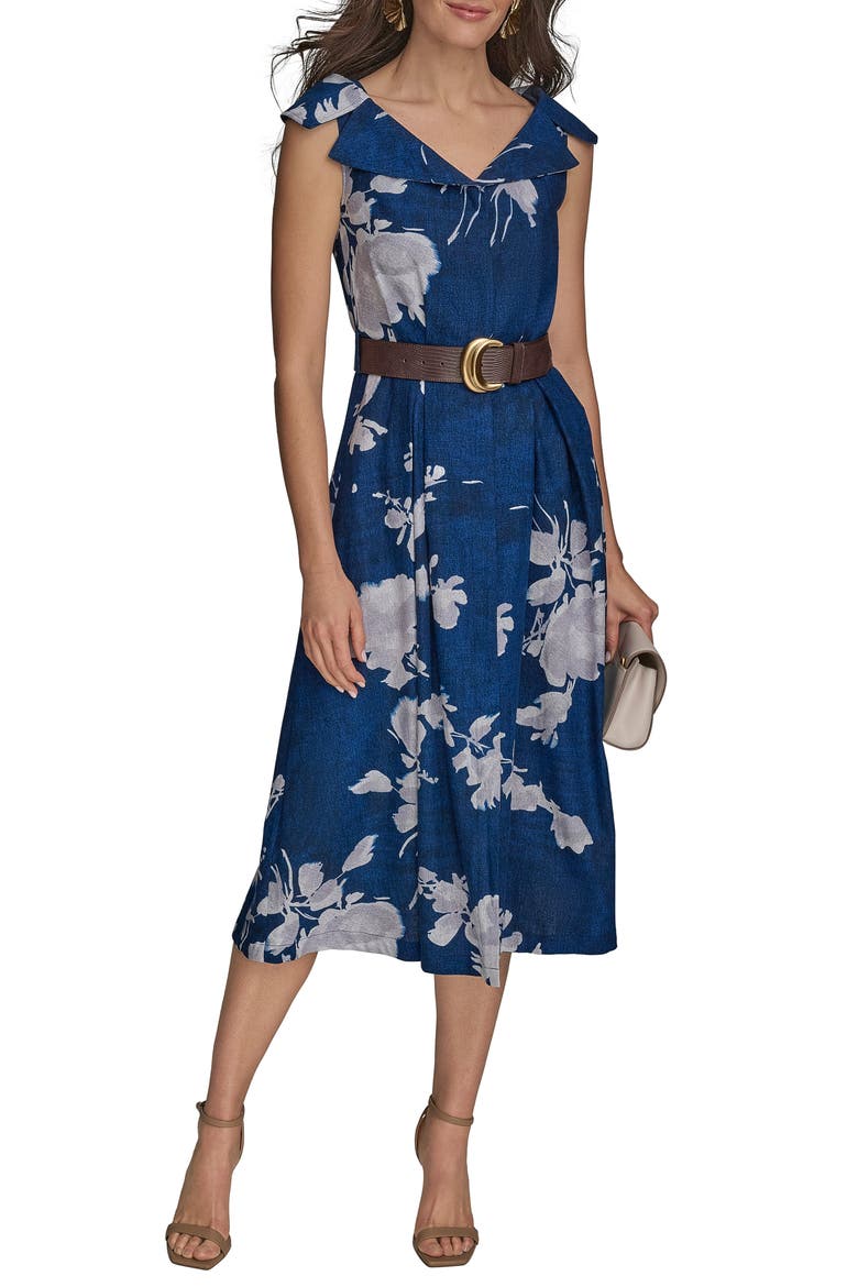 Floral Linen Blend Dress, Alternate, color, MARBELLA M