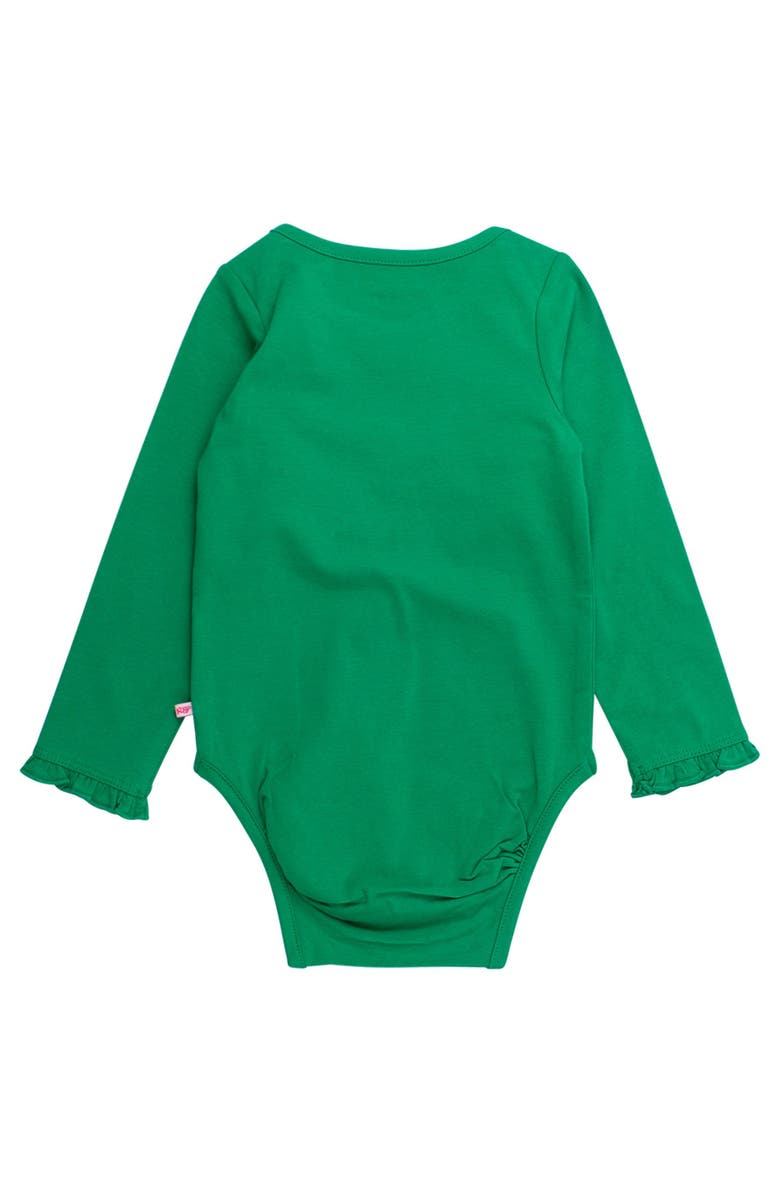 RuffleButts Baby/Toddler Girls Knit Long Sleeve Ruffle Layering Bodysuit, Alternate, color, Green