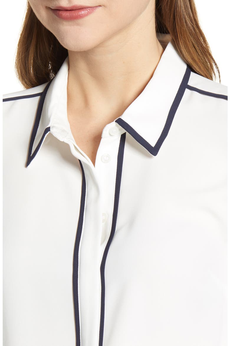Contrast Trim Woven Shirt, Alternate, color, IVORY