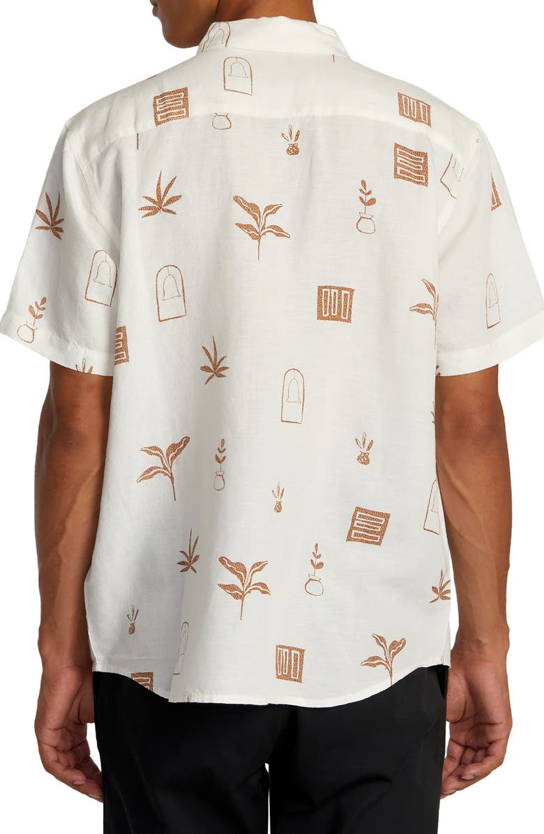 RVCA Artifacts Short Sleeve Linen Blend Button-Up Shirt, Alternate, color, 