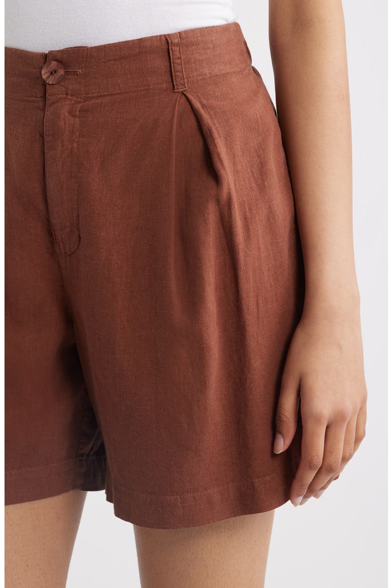 Linen Blend Pleat Shorts, Alternate, color, SUNRISE MOCHA