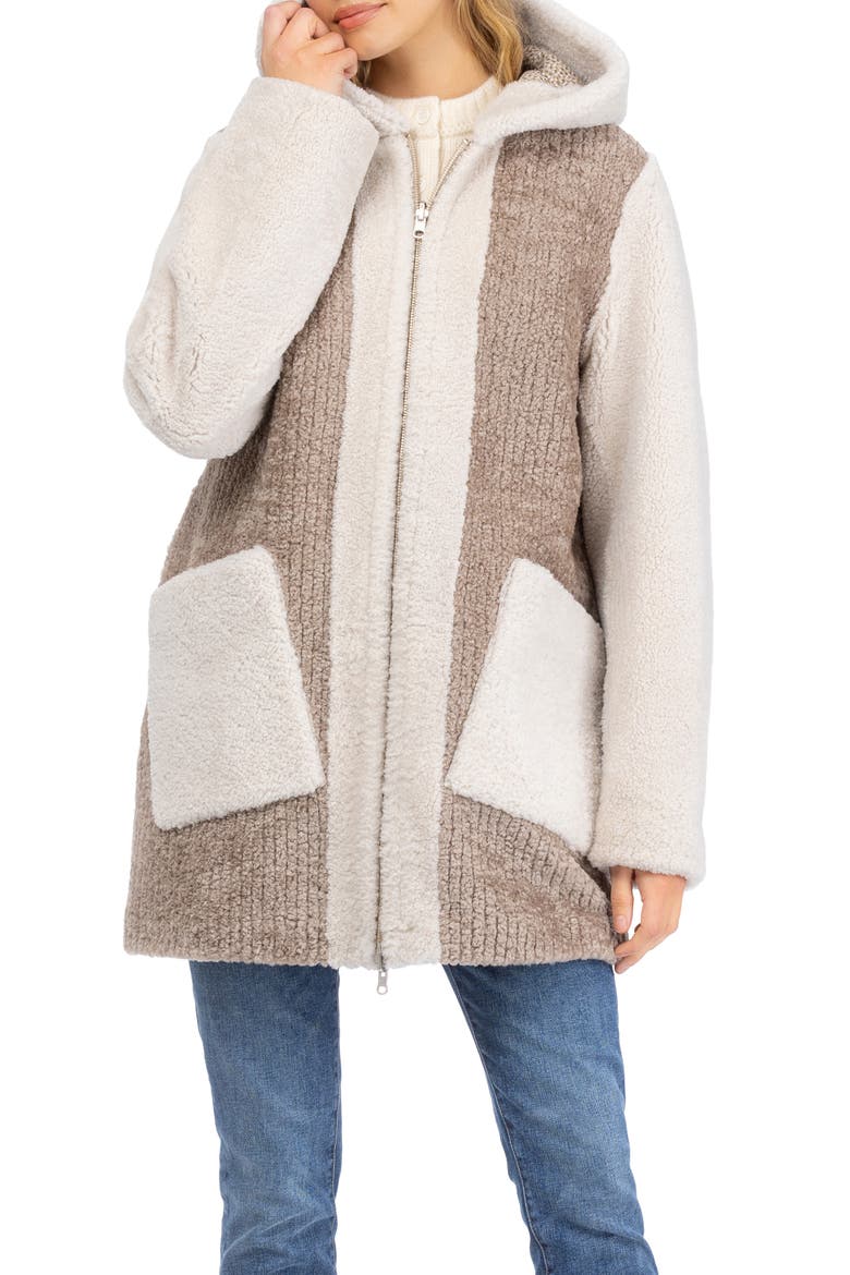Genuine Shearling Zip Long Parka, Reversible, Alternate, color, SAND/BEIGE