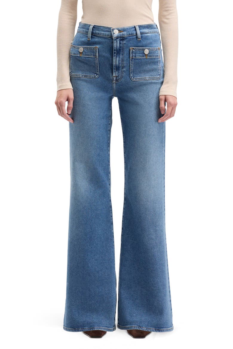 Modern Dojo Tailorless High Waist Flare Jeans, Main, color, OCEANSTONE