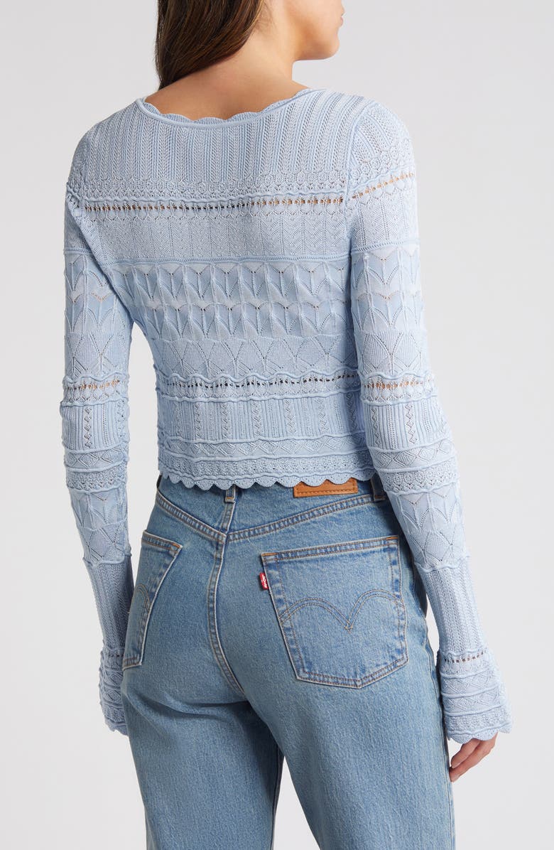 LoveShackFancy Mixed Stitch Crop Cardigan, Alternate, color, 