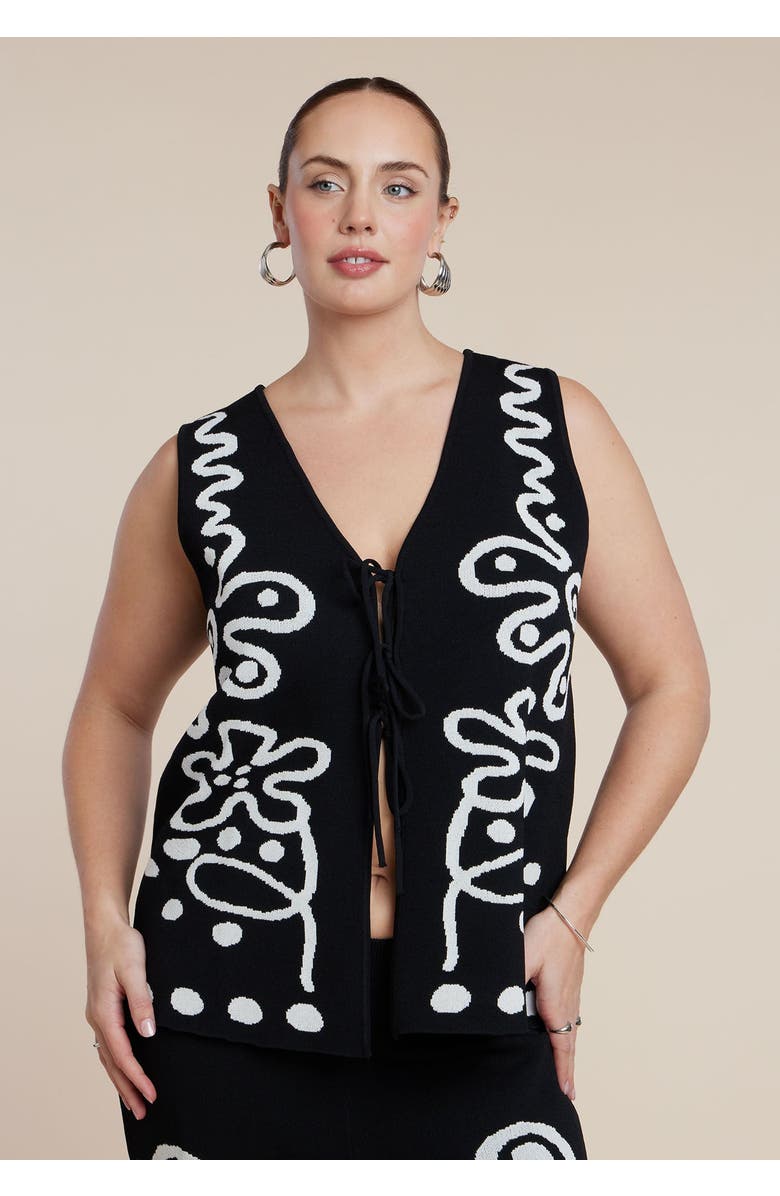 ELOQUII Intarsia Sweater Vest, Main, color, Hot House Blooms