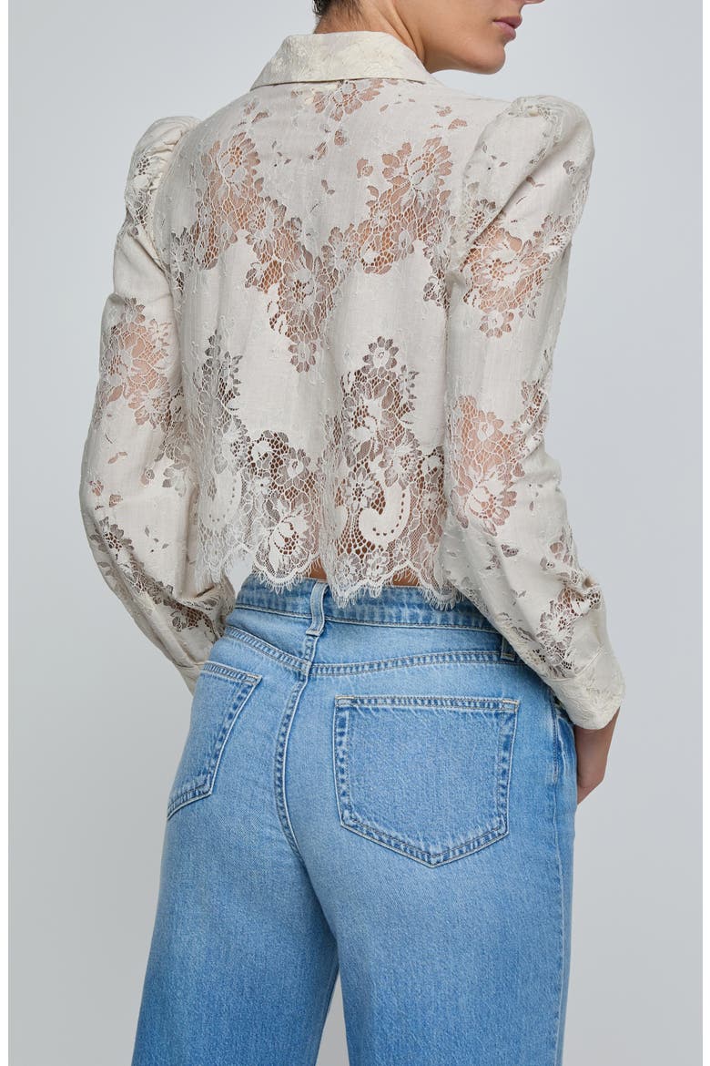 Anita Lace Crop Button-Up Shirt, Alternate, color, CHAMPAGNE