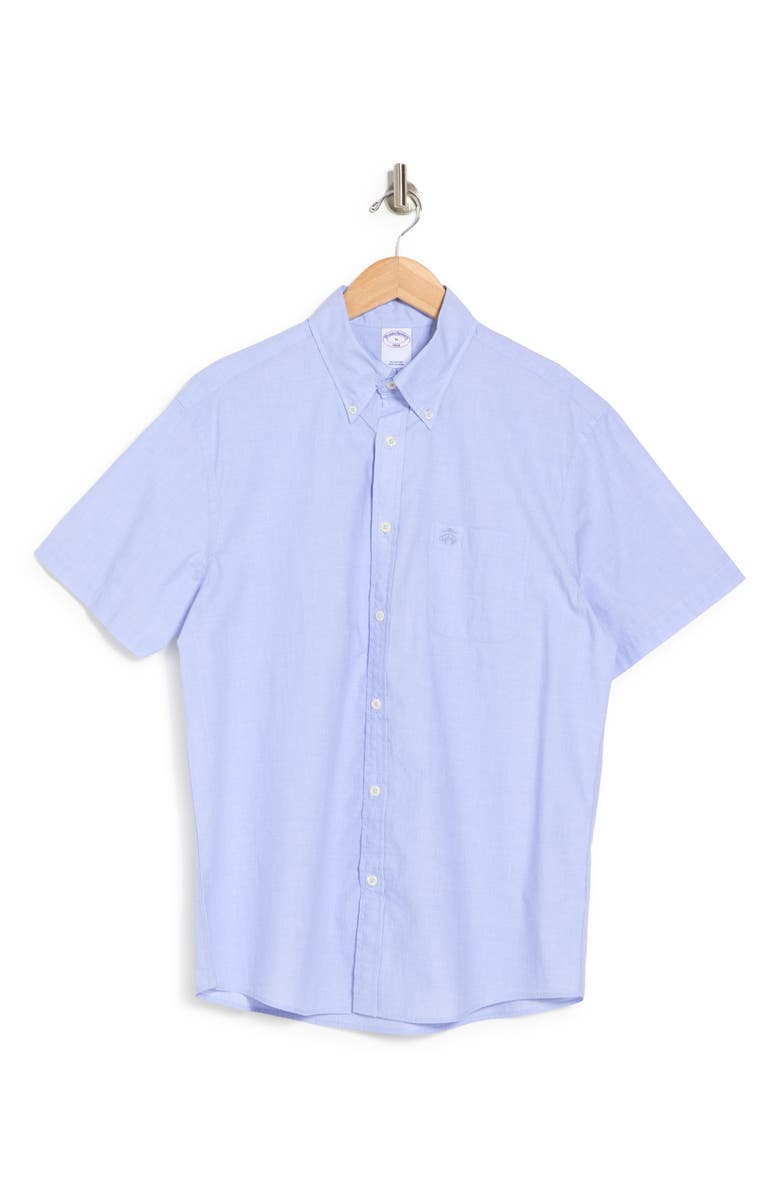 Brooks Brothers Sport Fit Short Sleeve Cotton Shirt, Alternate, color, Light Blue