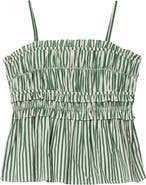 AllSaints Kali Stripe Smocked Cotton Peplum Tank