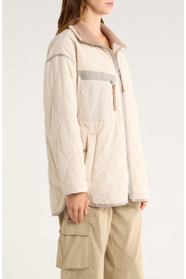 Encinitas Water Repellent Quilted Field Coat, Alternate, color, ALMOND