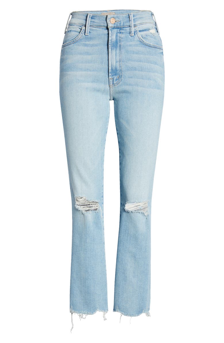 MOTHER The Hustler High Waist Chewed Ankle Jeans, Alternate, color, 