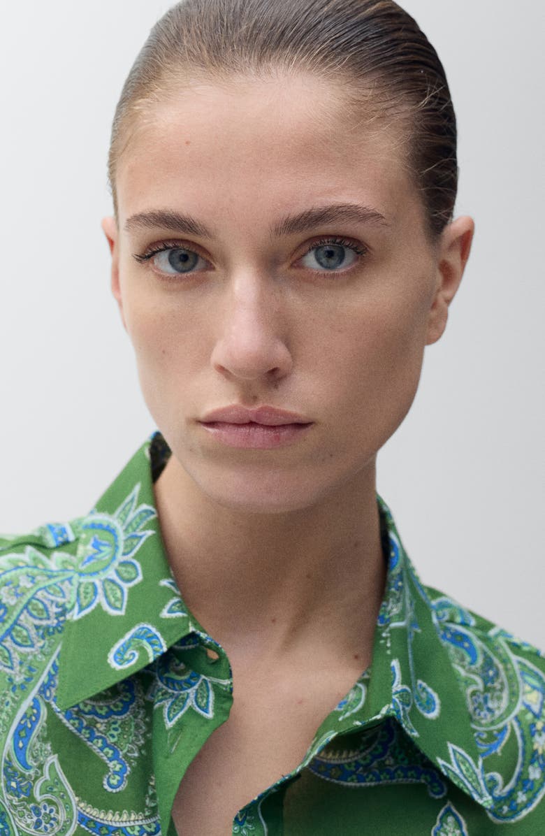 MANGO Paisley Button-Up Shirt, Alternate, color, 