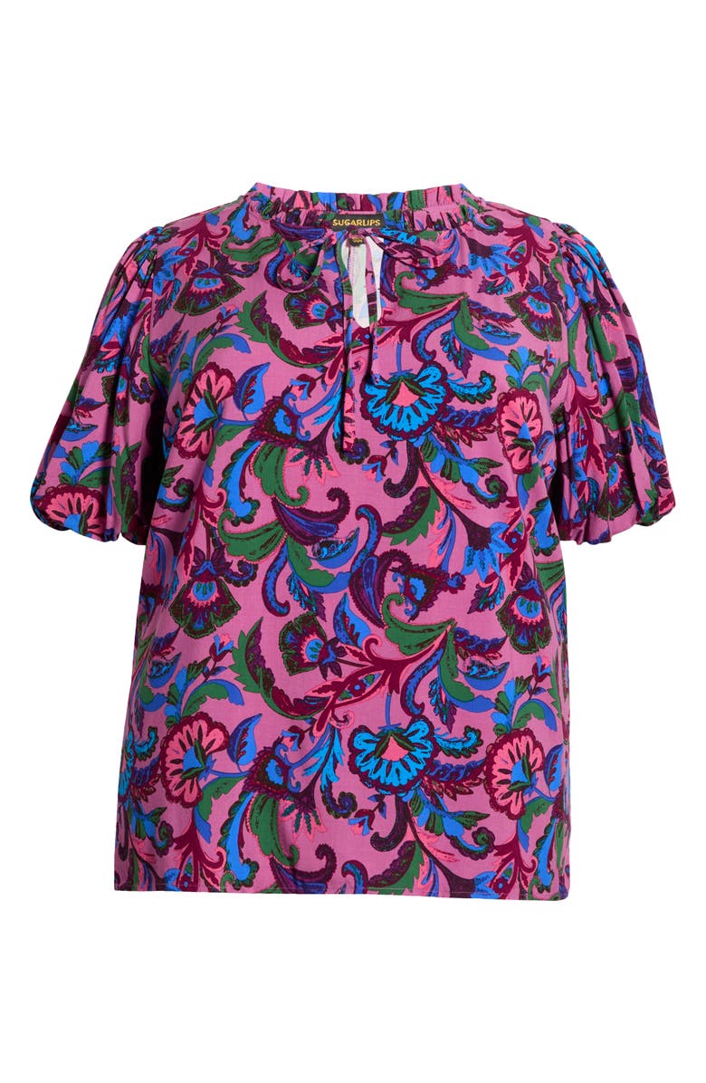 SUGARLIPS Valier Floral Print Puff Sleeve Top, Alternate, color, Mauve-Multi