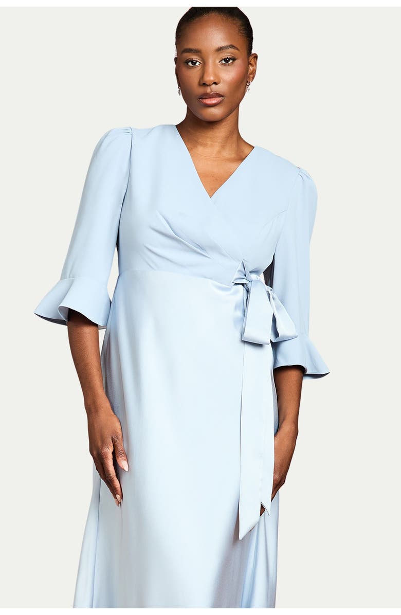 Coast Satin Back Crepe Wrap Dress, Alternate, color, Pale Blue