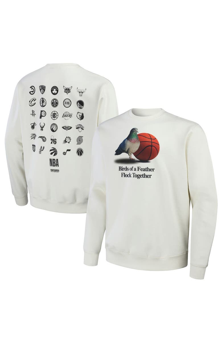 STAPLE Men's NBA x Staple Cream All Teams Birds of a Feather Crew Sweatshirt, Alternate, color, Cream