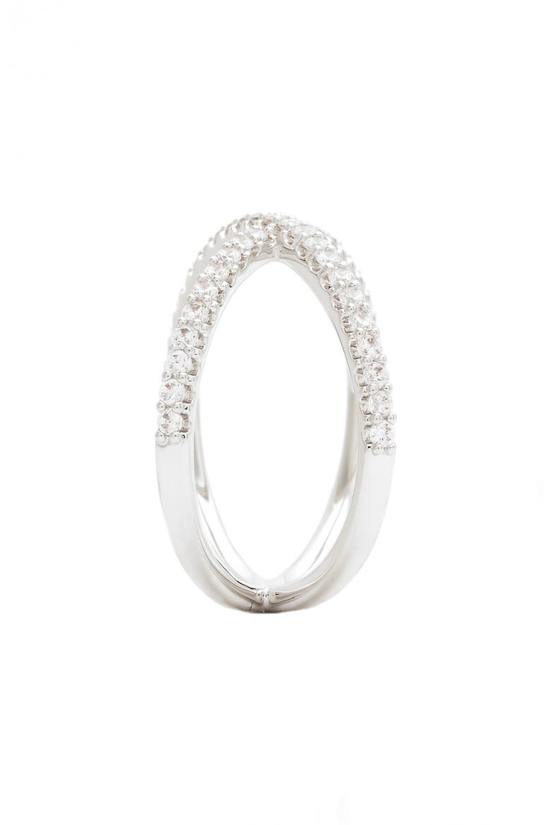 Crossover Cubic Zirconia Ring, Alternate, color, SILVER