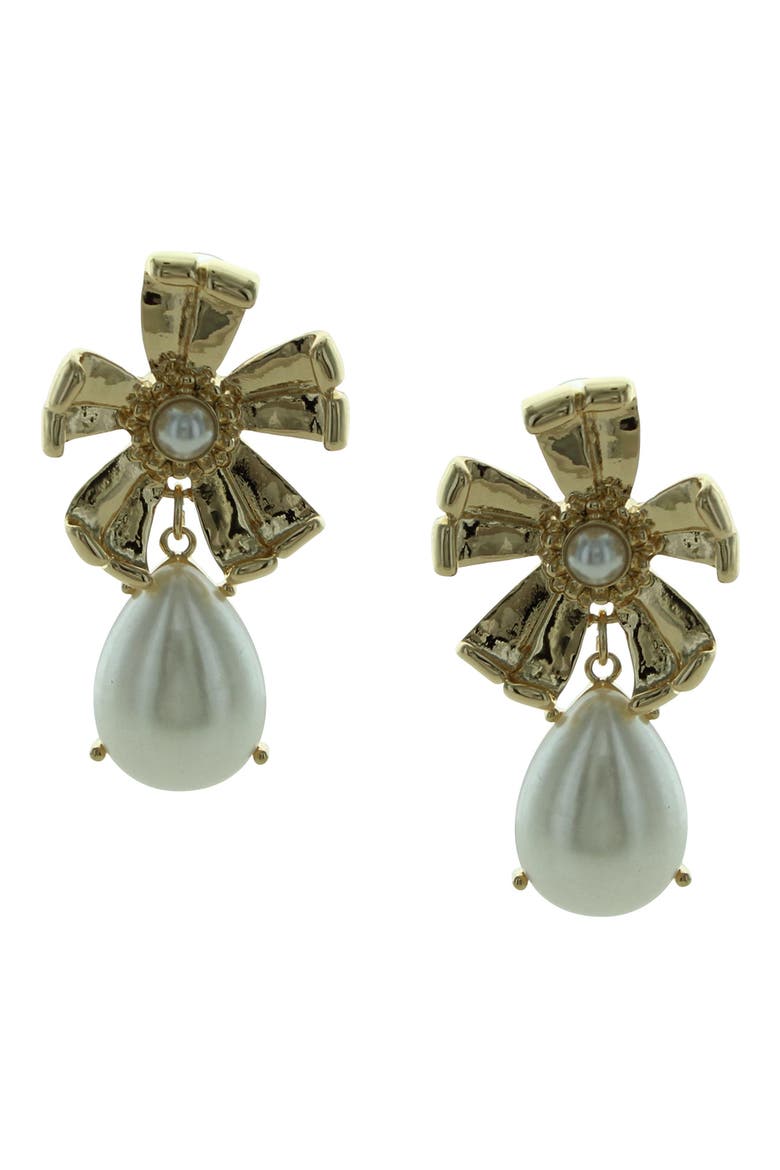 Kate Crystal Teardrop Flower Earrings, Main, color, GOLD / WHITE