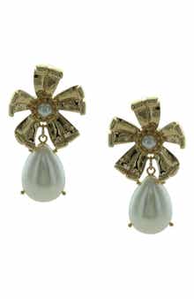 OLIVIA WELLES Kate Crystal Teardrop Flower Earrings