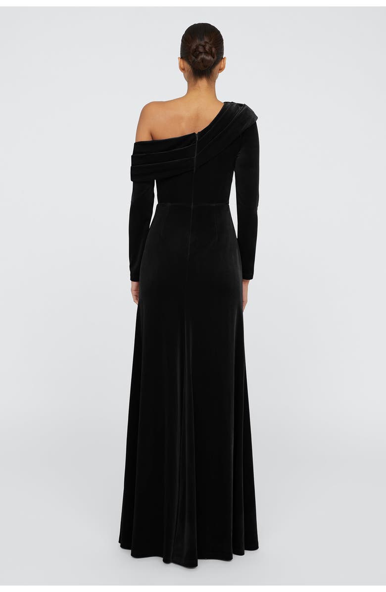 Theia Katniss One Shoulder Gown, Alternate, color, Black