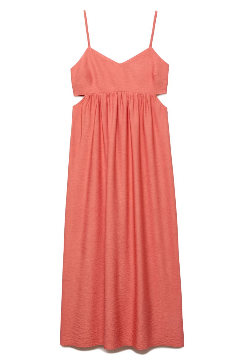 Cutout Midi Dress, Alternate, color, CORAL RED