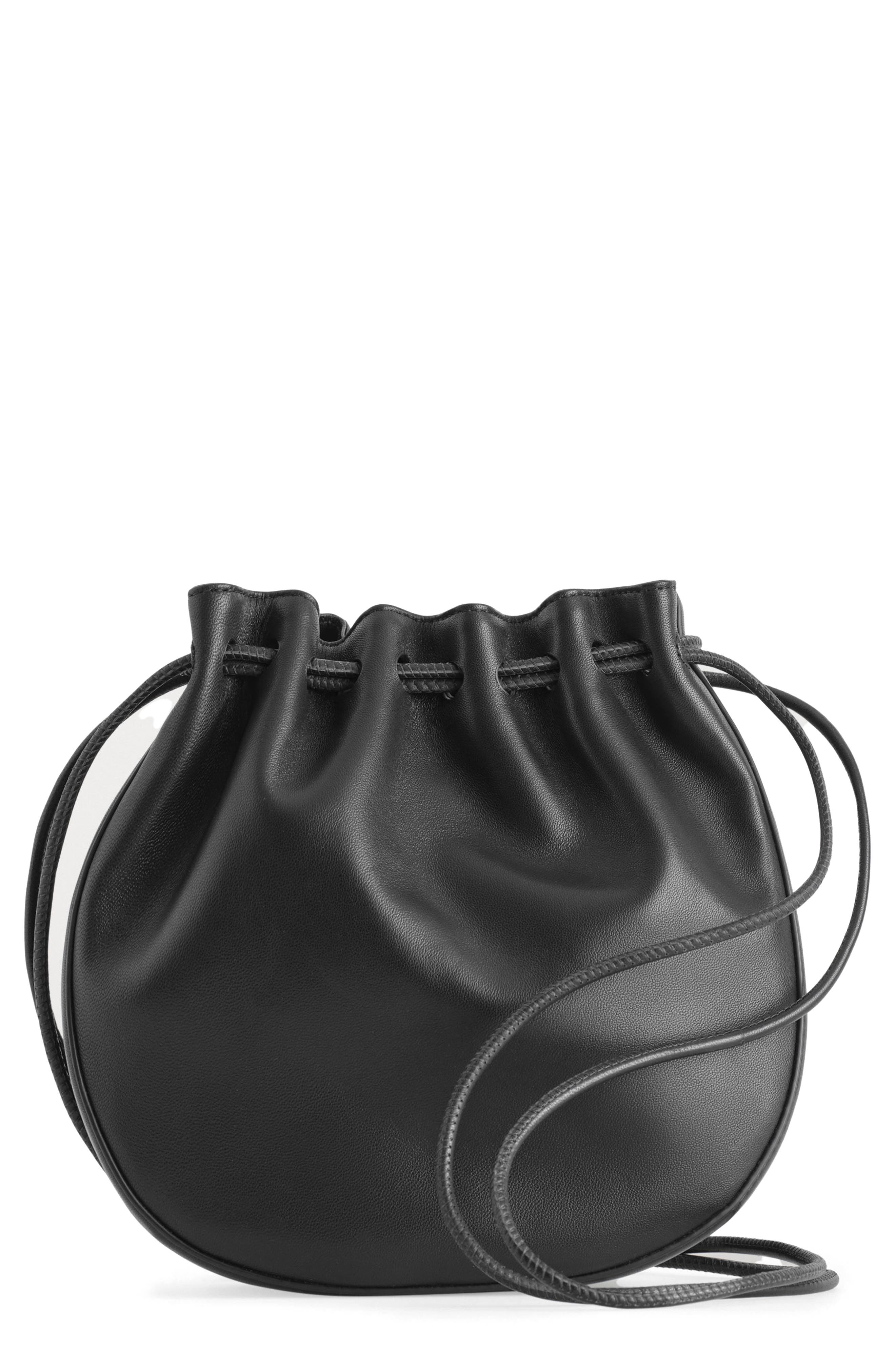 COS Leather Drawstring Crossbody Bag, Main, color, 