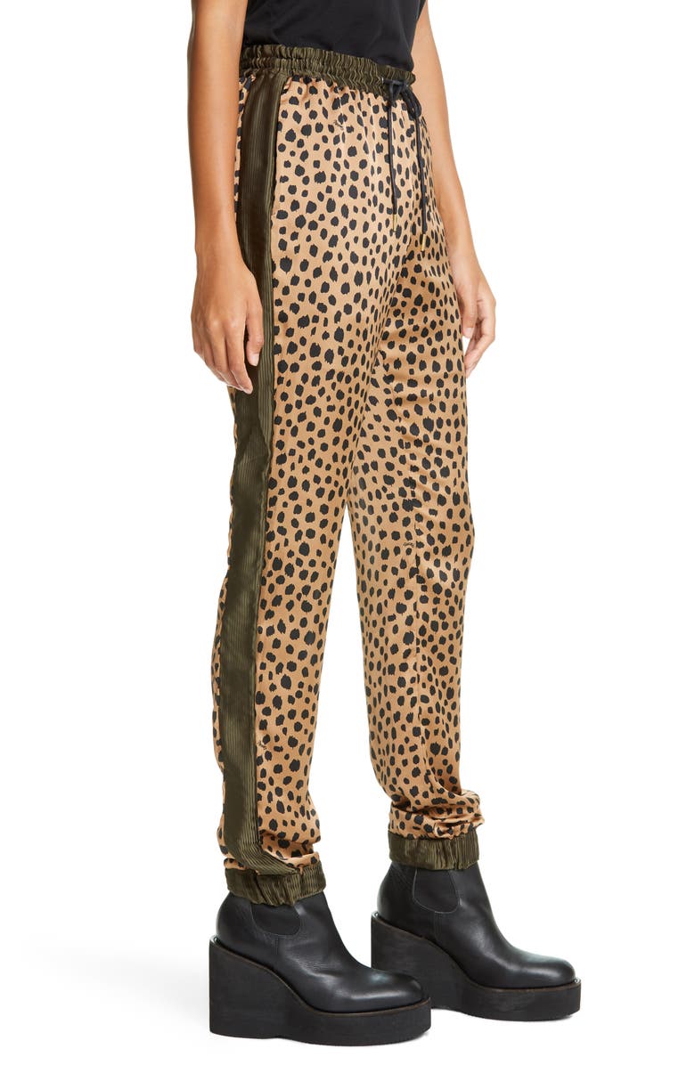 Sacai Side Pleat Cheetah Print Joggers, Alternate, color, 