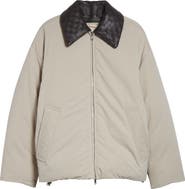 Bottega Veneta Intrecciato Leather Collar Tech Nylon Puffer Jacket