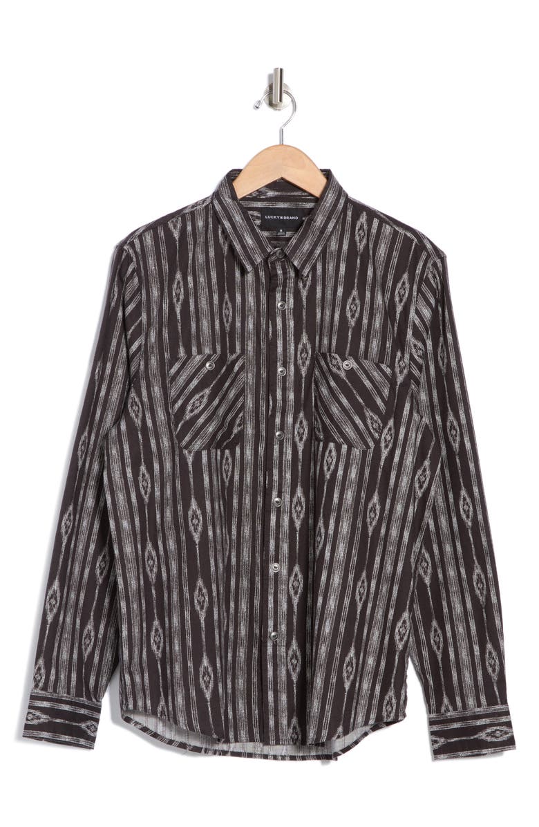 Lucky Brand Mason Patterned Long Sleeve Cotton Button-Up Shirt, Alternate, color, Natural Multi Print