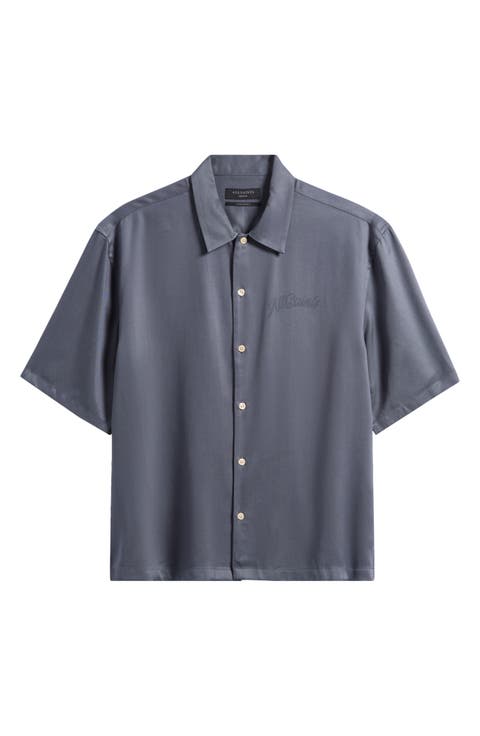 Circe Logo Graphic Oversize Short Sleeve Button-Up Shirt