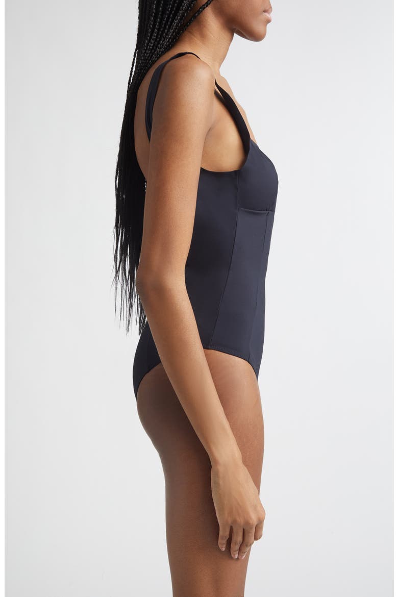 Square Neck One-Piece Swimsuit, Alternate, color, BLACK