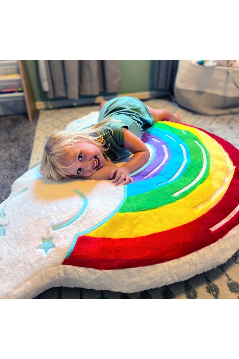 Rainbow Cloud Plush Inflatable Floor Pillow, 52X37 Inches 3+, Alternate, color, Multicolored