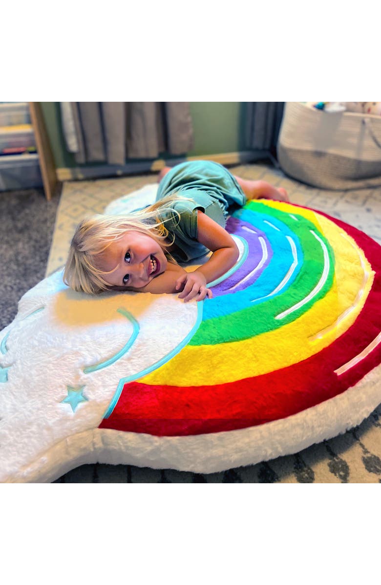 FluffyFloor Cushion Rainbow Cloud Plush Inflatable Floor Pillow, 52X37 Inches 3+, Alternate, color, 