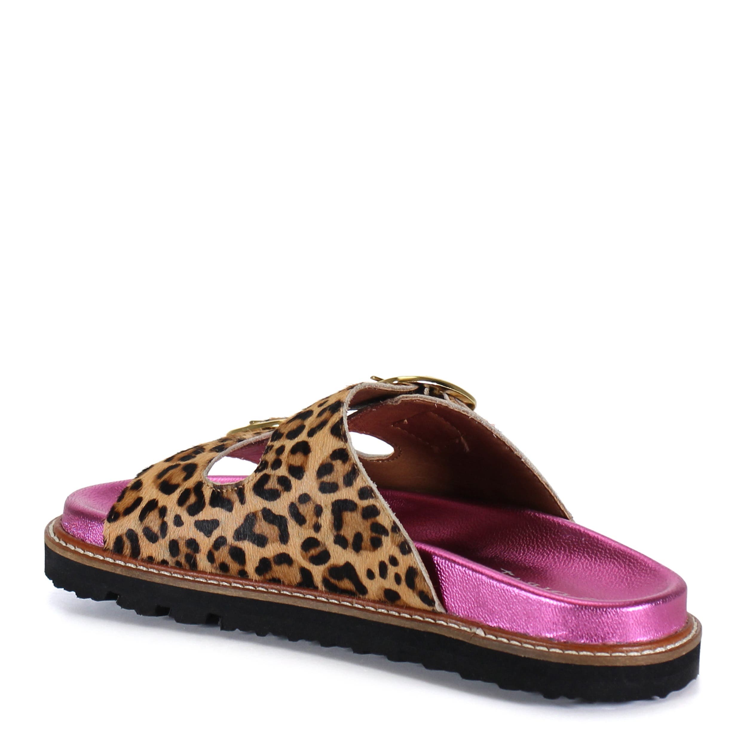 DibaTrue JAN ET Double Buckle Pop of Pink Sandal, Alternate, color, Leopard