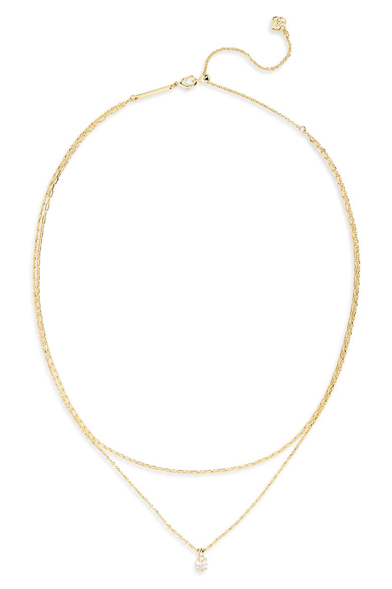 Cailin Layered Necklace, Main, color, GOLD WHITE CRYSTAL