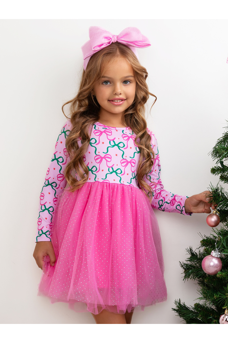 Bows & Glitter Tutu Dress, Alternate, color, Pink